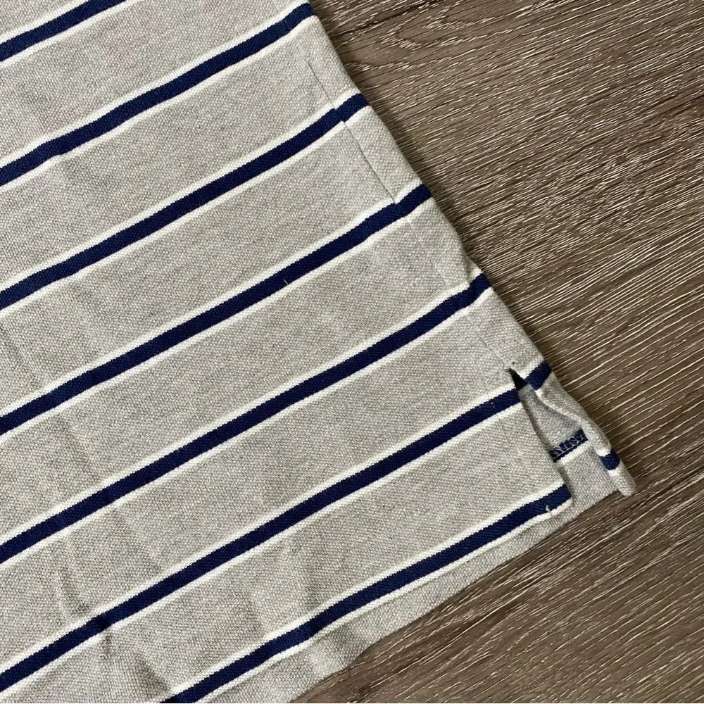Ralph Lauren Striped Polo Short Sleeve Shirt Gray Blue SZ M